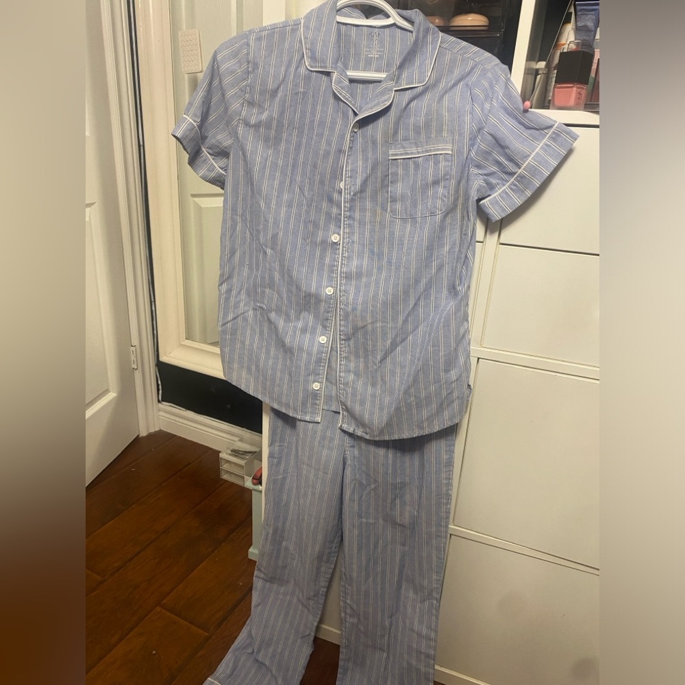 GAP Light Blue Striped Kids Pajama Set